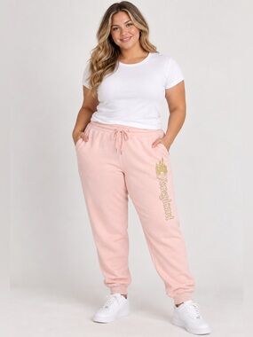 Disneyland Pink Jogger Sweatpants Women’s 3X Gold Logo NWT Disney